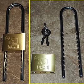 Basi Vorh�ngeschloss Breite 50 mm - variabler abnehmbarer 8 mm Stahlb�gel
