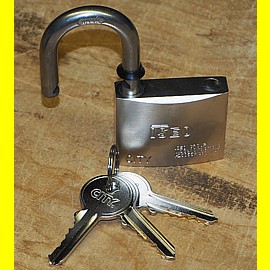 Vorh�ngeschloss vernickelt marine - Breite 50 mm - Iseo