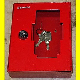 Rieffel K1 Notschl�sselkasten rot - Schl�sselschrank mit Glas-Sichtfenster + 2 Schl�ssel 